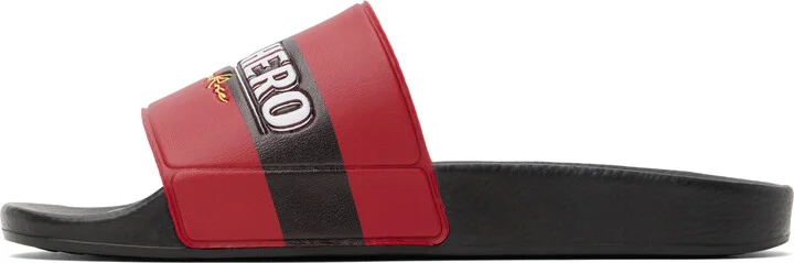 Martine Rose Black & Red 'Local Hero' Pool Slides - Image 3