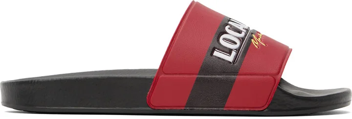 Martine Rose Black & Red 'Local Hero' Pool Slides