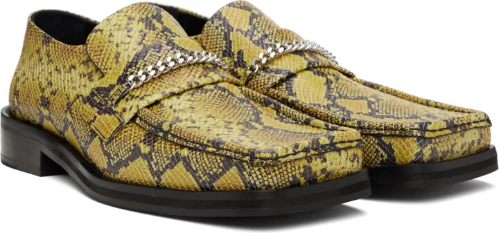 Martine Rose Yellow & Black Square Toe Loafers - Image 4