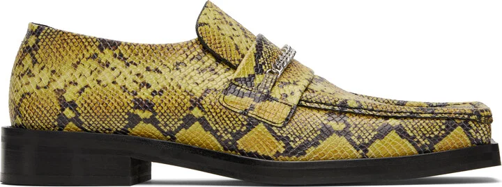 Martine Rose Yellow & Black Square Toe Loafers