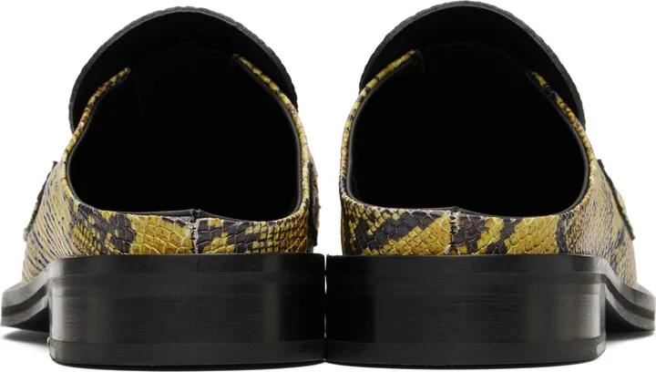 Martine Rose Yellow & Black Square Toe Mules - Image 2