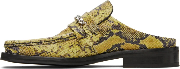 Martine Rose Yellow & Black Square Toe Mules - Image 3