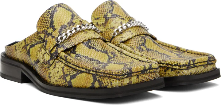 Martine Rose Yellow & Black Square Toe Mules - Image 4