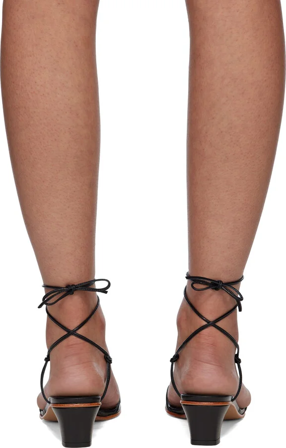 Martiniano Black Spaghetti Heeled Sandals - Image 2