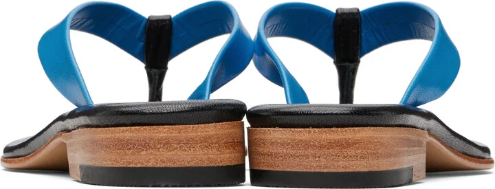 Martiniano Blue & Black Leather Flip-Flops - Image 2