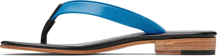 Martiniano Blue & Black Leather Flip-Flops - Image 3