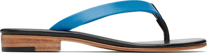 Martiniano Blue & Black Leather Flip-Flops