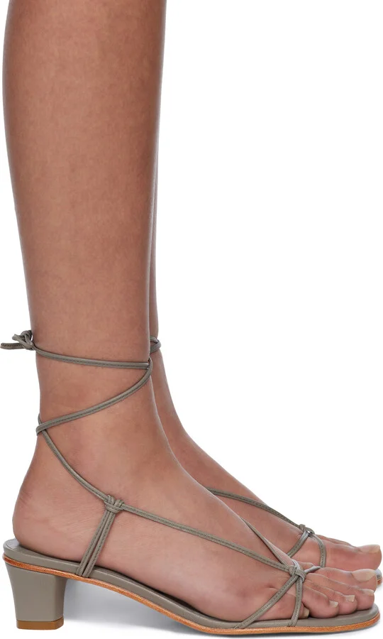 Martiniano Gray Spaghetti Heeled Sandals