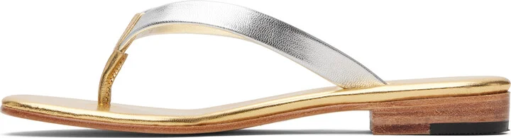 Martiniano Silver & Gold Leather Flip-Flops - Image 3