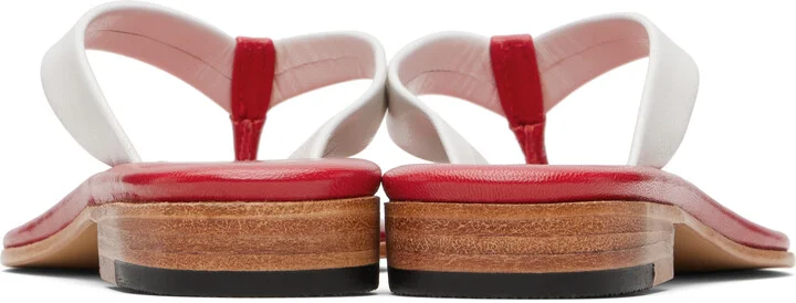 Martiniano White & Red Leather Flip-Flops - Image 2