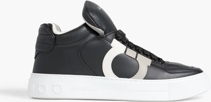 Marvelous smooth and pebbled-leather high-top sneakers