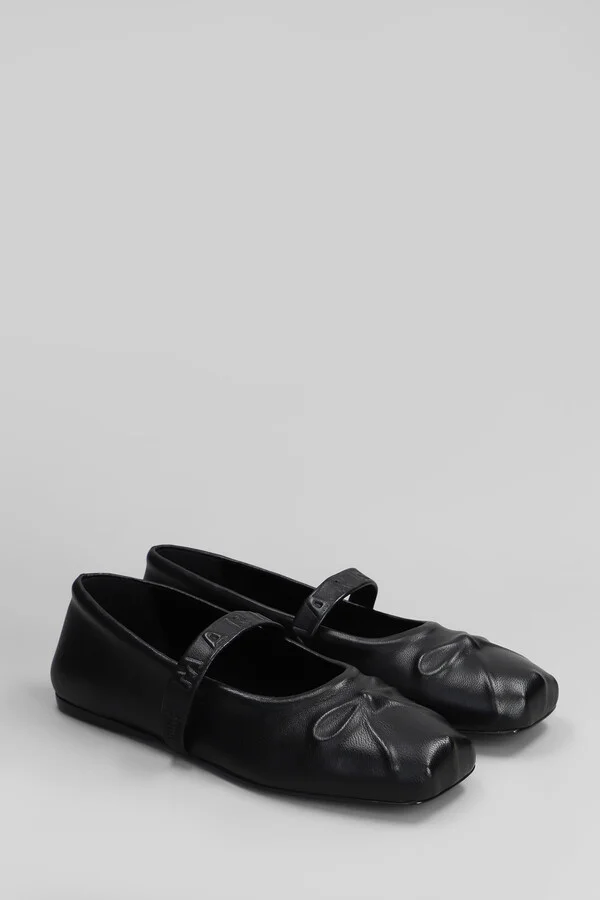 Mary Jane Ballet Flats In Black Leather - Image 2
