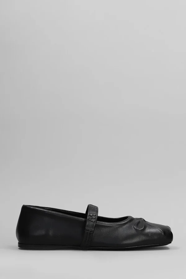 Mary Jane Ballet Flats In Black Leather