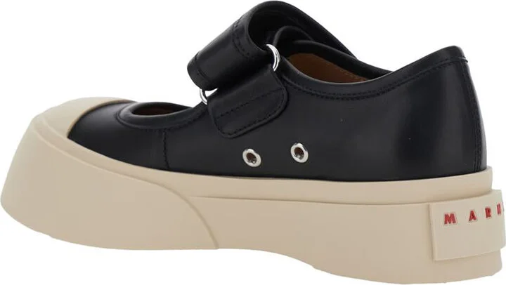 'Mary Jane' Black Sneaker With Hook And Loop Closure And Logo On The Back In Leather Woman - Image 3