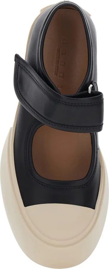 'Mary Jane' Black Sneaker With Hook And Loop Closure And Logo On The Back In Leather Woman - Image 4