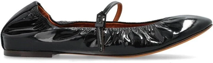 Mary Jane Glossy Buckle-strap Ballet Flats