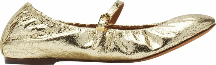 Mary Jane In Crackled Metallic Leather