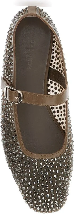 'Mary Jane' Metallic Ballet Flats With Strap And All-Over Beading In Fabric Woman - Image 4