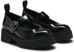 Mary Jane shoes in brush-off leather- Black Women's Shoes size 7