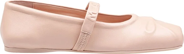 Mary Jane Shoes In Leather With Embossed Bow