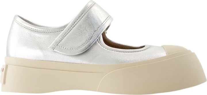 Mary Jane Sneakers - Marni - Leather - Silver