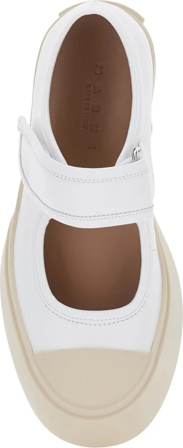 'mary Jane' White Sandals With Touch-strap Closure And Logo Patch On The Rear In Leather Woman - Image 4