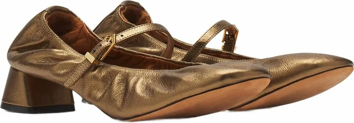Mary Janes With Metallic Leather Heels - Image 2
