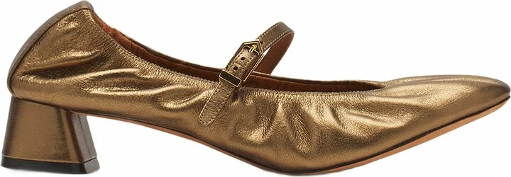 Mary Janes With Metallic Leather Heels