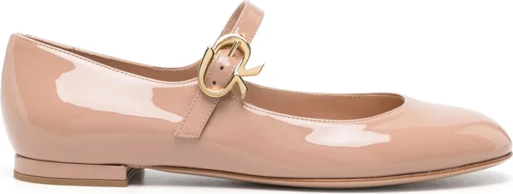 Mary Ribbon 05 leather ballerina shoes