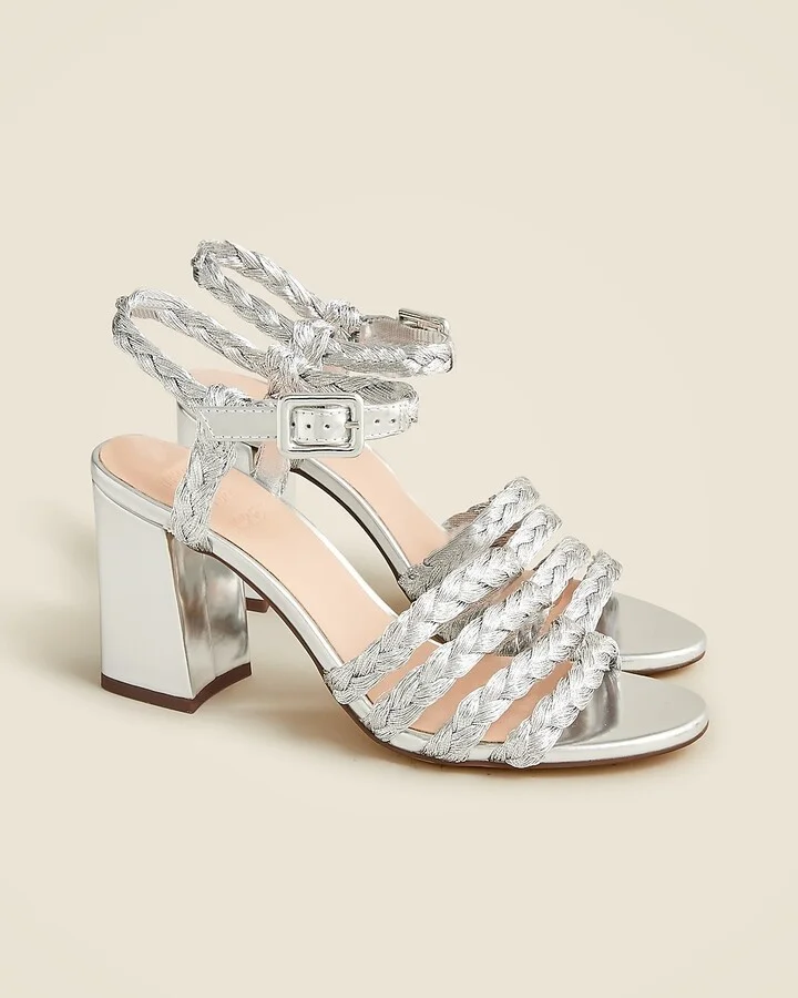 Maryam Nassir Zadeh X J.Crew braided block-heel sandals in metallic