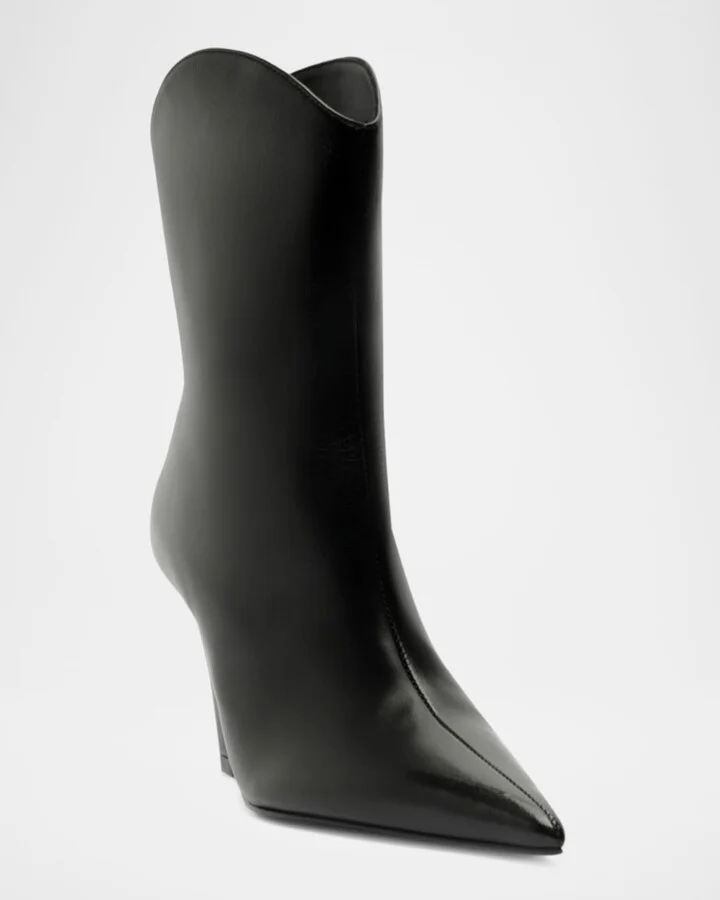 Maryann Leather Curve Booties - Image 3
