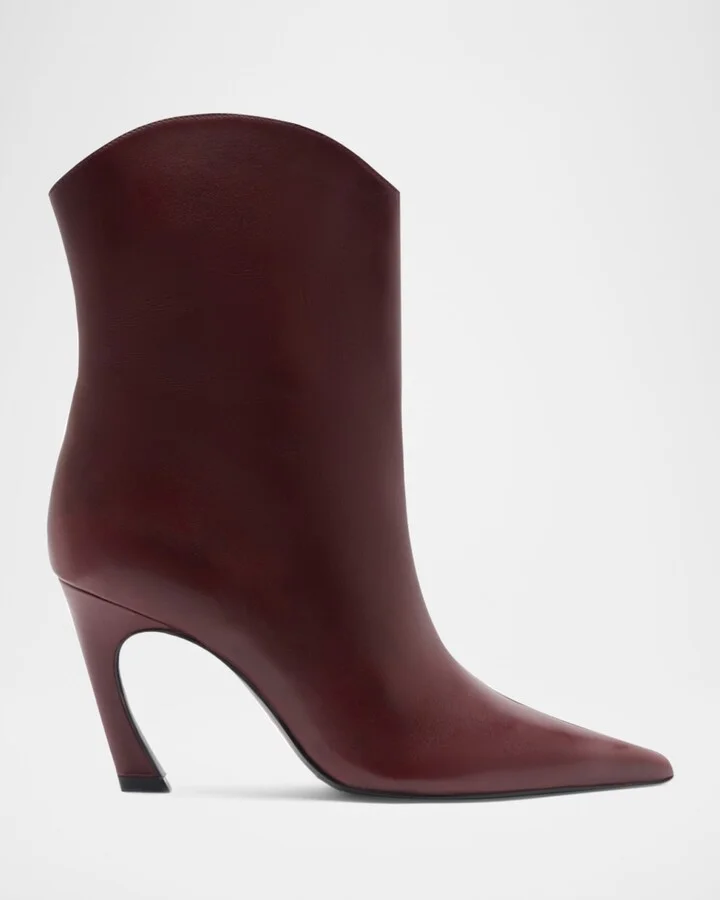 Maryann Leather Curve Booties