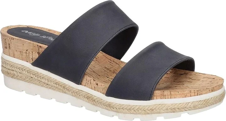 Maryann Womens Faux Leather Slip On Wedge Heels