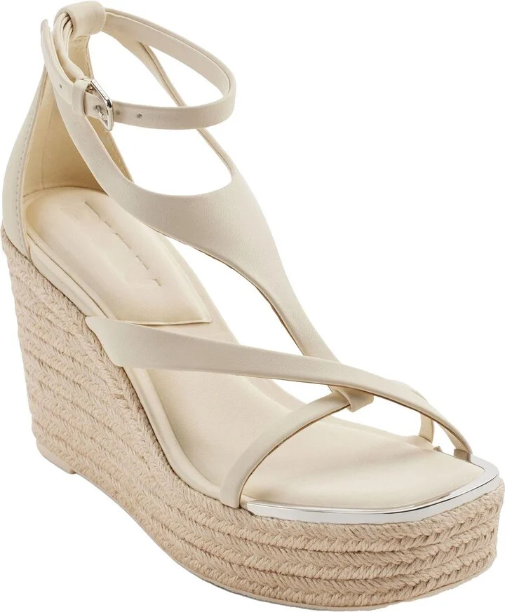 Maryn Strappy Wedge Womens Braided Faux Leather Ankle Strap