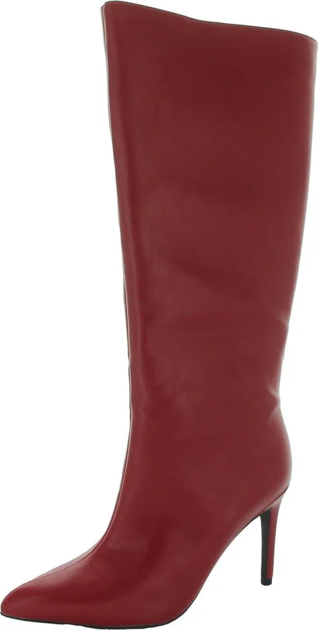 Marysol Womens Faux Leather Crinkle Knee-High Boots