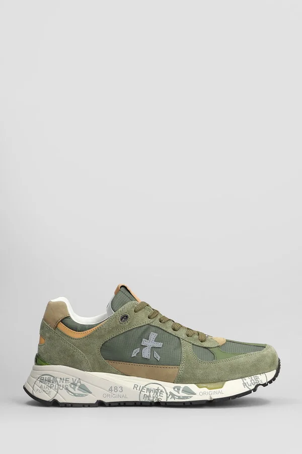 Mase Sneakers In Green Suede And Fabric