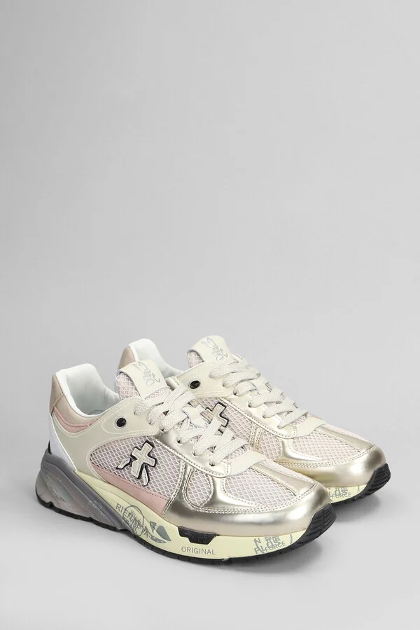Mase Sneakers In Platinum Leather And Fabric - Image 2