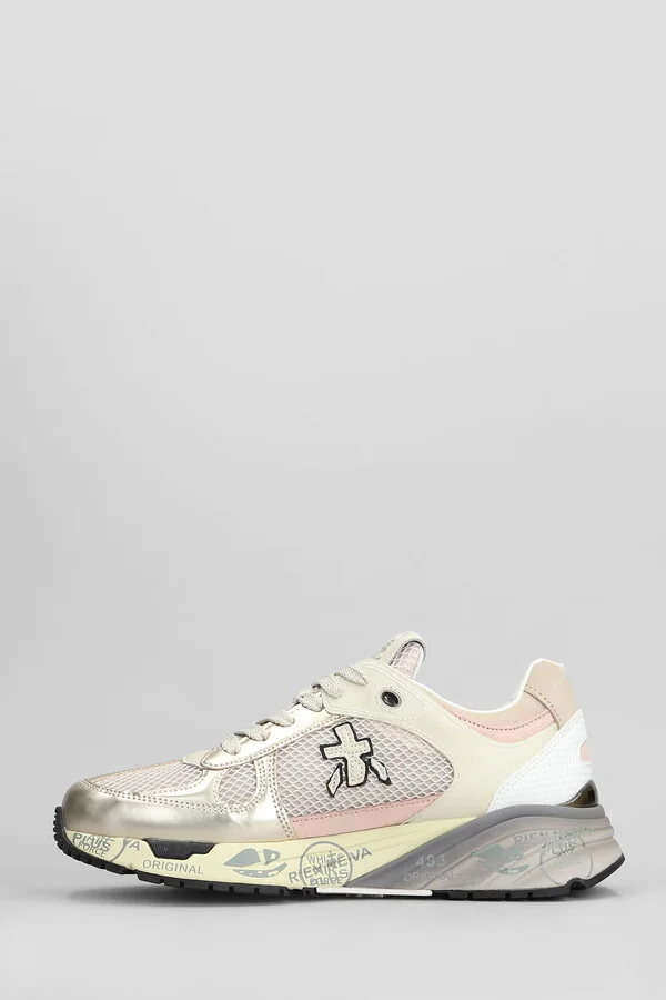Mase Sneakers In Platinum Leather And Fabric - Image 3