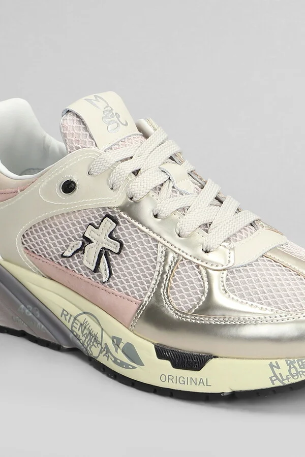 Mase Sneakers In Platinum Leather And Fabric - Image 5