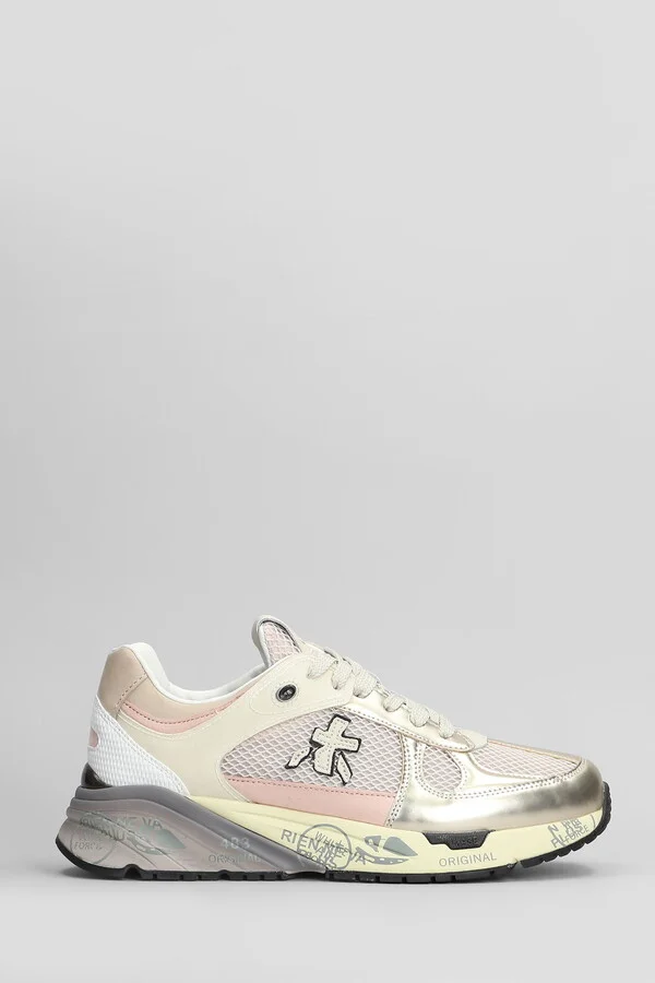 Mase Sneakers In Platinum Leather And Fabric