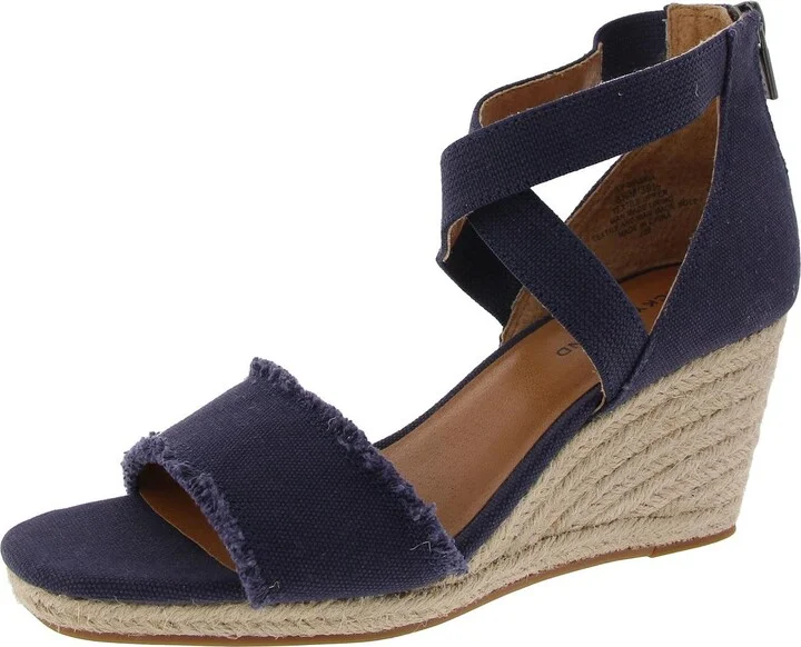 Massia Womens Criss-Cross Canvas Wedge Sandals