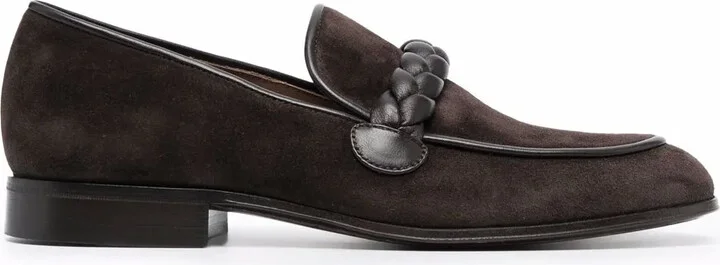Massimo braid-embellished suede loafers