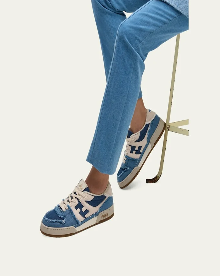 Match Distressed Denim Sneakers - Image 3