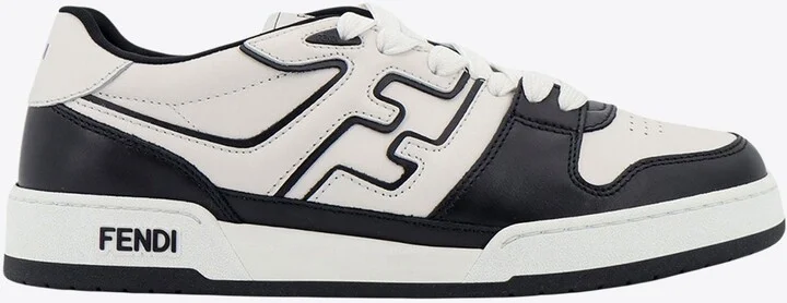 Match FF-Appliqué Leather Sneakers