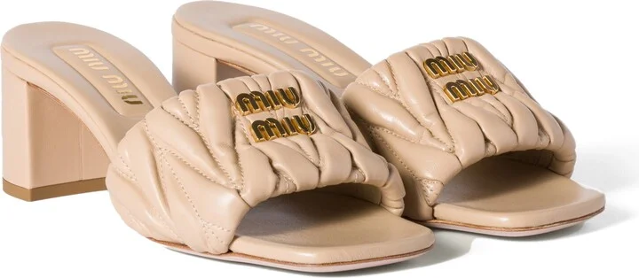 Matelassé Block Heel Slide Sandal