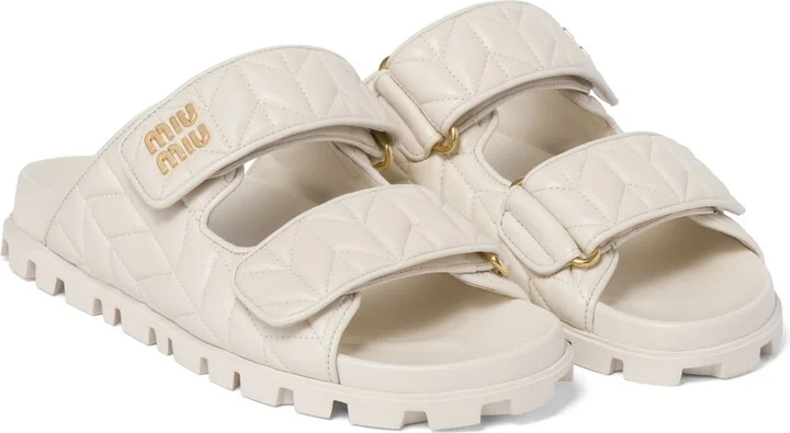 Matelassé Double Strap Slide Sandal