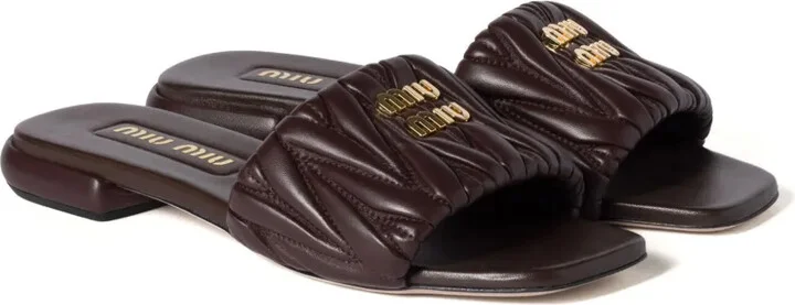 Matelassé Leather Slides - Image 2