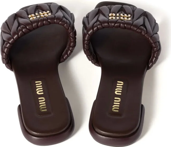Matelassé Leather Slides - Image 3
