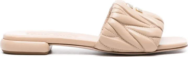 Matelassé Leather Slides