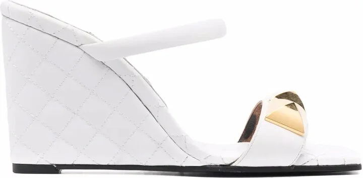 Matelasse leather wedges